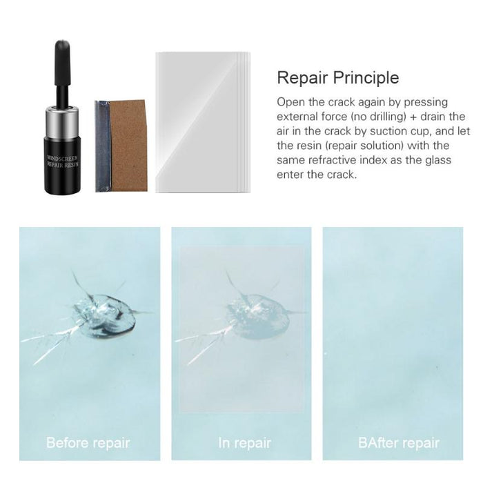 10 Bottles Value Pack, Automotive Windshield Repair Kit: black, silver windshield crack repair tool/product image, product de