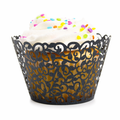 100-piece set of Delicate Vine Laser Cut Cupcake Wrappers Black