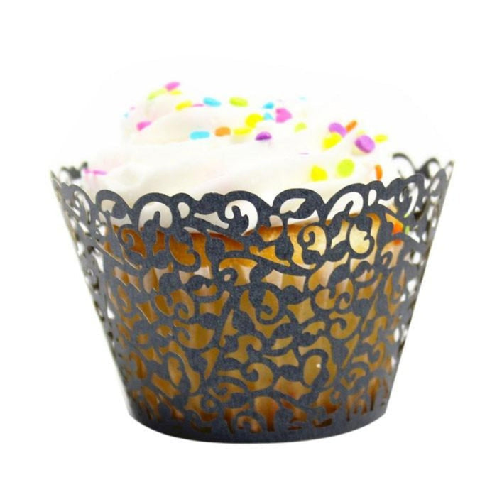 100-piece set of Delicate Vine Laser Cut Cupcake Wrappers: red, purple decorative cupcake wrappers, decorative, ornate style