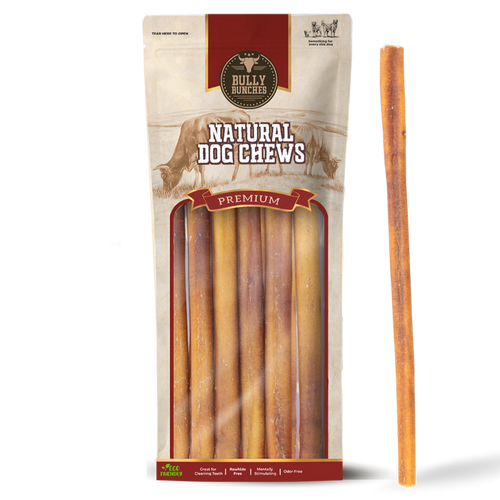 12-inch bully stick for dogs - single ingredient, natural, odour-free | Ombrava