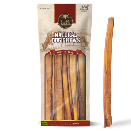 12-inch bully stick for dogs - single ingredient, natural, odour-free | Ombrava