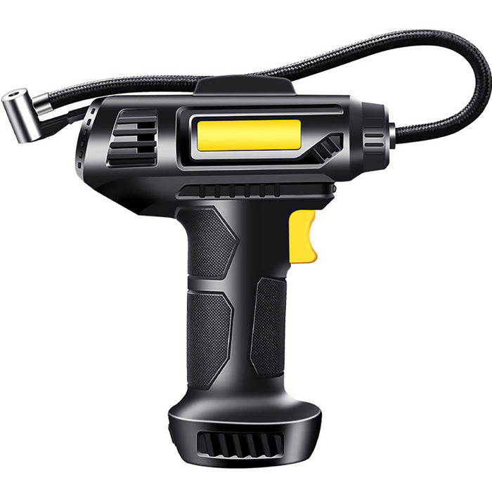 12V Air Compressor Pump with Portable Design and LED Light: black, dark gray handheld air pump/inflator, modern industrial st