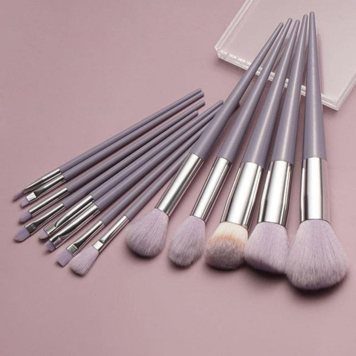 13-Piece Cosmetic Brush Collection: rose gold, silver makeup brush set, minimal style