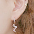 14K Gold Pin Rose Gold Crystal Fion Circle Coin Earrings: rose gold, clear/white dangle earring, delicate, glamorous style