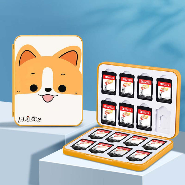 16-Slot Switch Game Case Holder: red, white Poké Ball-inspired design, cartoon gaming-themed style