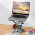2-in-1 Adjustable Stand for Notebooks and Phones: gray, black adjustable laptop stand with lower phone holder, minimal modern