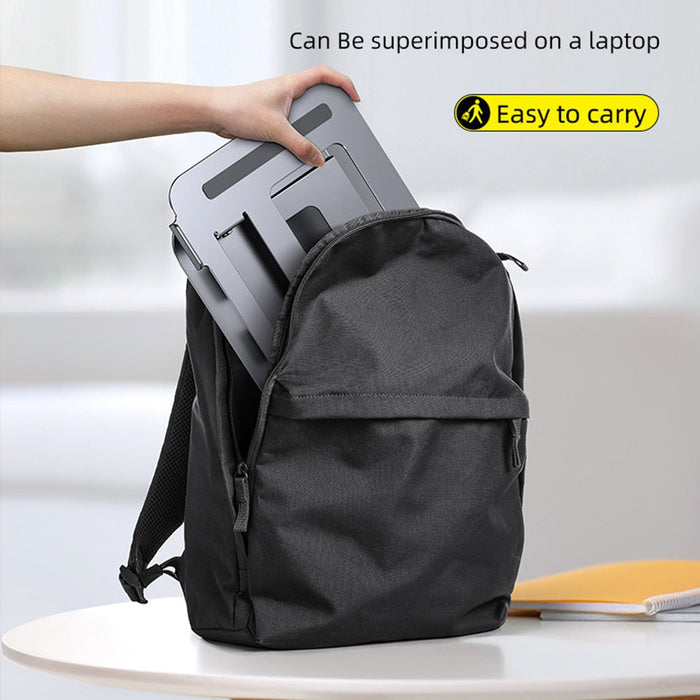 2-in-1 Adjustable Stand for Notebooks and Phones: gray, black adjustable laptop stand with lower phone holder, minimal modern