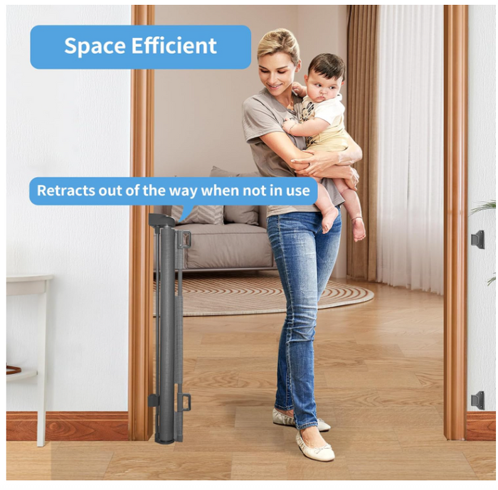 2 pcs Retractable Mesh Safety Baby Gate 86cm Tall, Expands to 140cm Wide-44