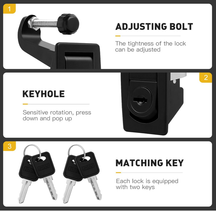 2pcs Compression Latch Lock, Zinc Alloy Door Lock, Adjustable Sealed Lever Latch