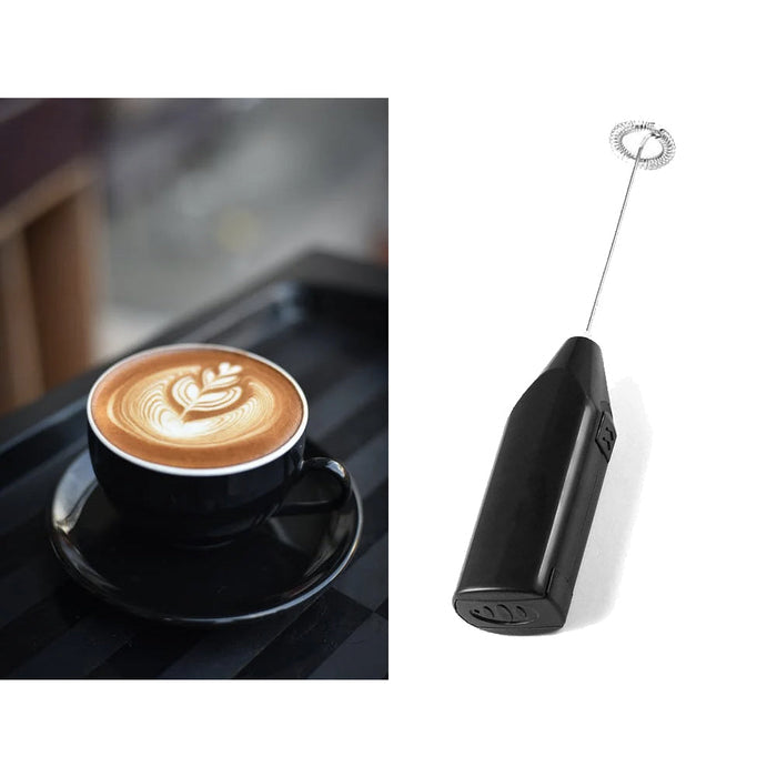 2-Piece Set of Cordless Electric Whisks for Frothing Milk, Lattes, and Eggs: black, silver handheld electric milk frother, mi
