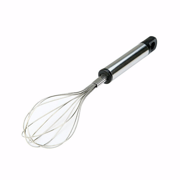 2-Piece Set of Versatile Stainless Steel Egg Beaters: silver, black handheld kitchen whisk, minimal style