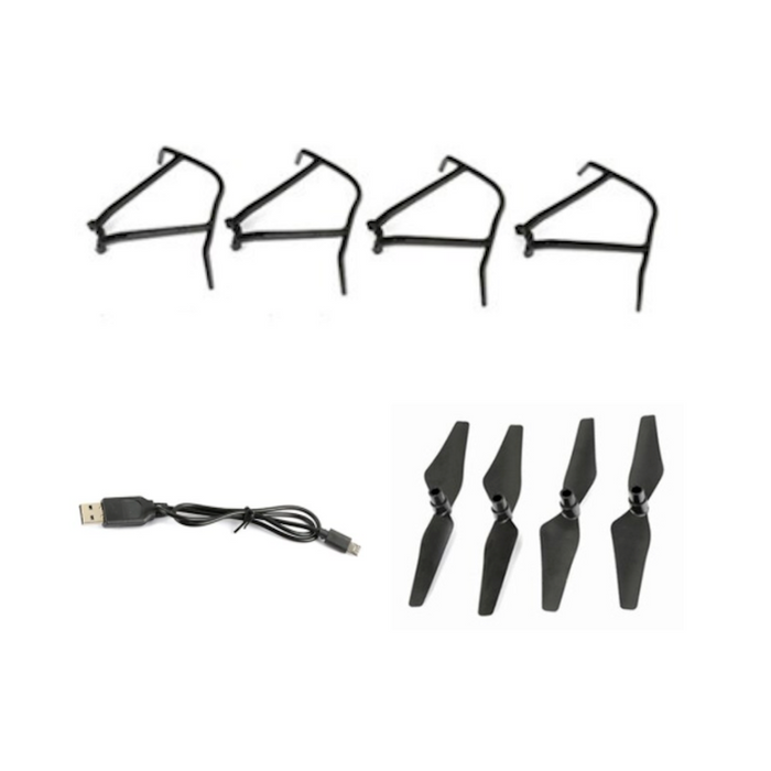 240PRO Stealth Dragon Spare Parts for 4K Dual Camera Drone: black, dark gray set of four two-blade propellers, minimal style