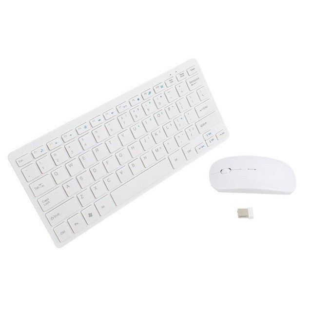 2.4Ghz Wireless Gaming Keyboard and Mouse Bundle: white, light gray wireless keyboard and mouse set with USB receiver, minima