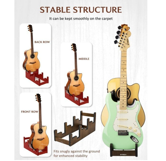 3 Guitar Stand Wooden Rack Multi Holder Acoustic Electric Bass-301