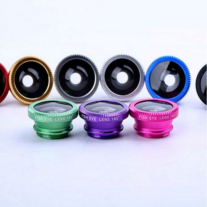 3-in-1 Lens for Special Effects on Mobile Phones: black, green clip-on smartphone camera lenses, compact colorful accessory s