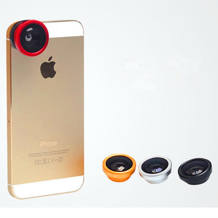 3-in-1 Lens for Special Effects on Mobile Phones: black, green clip-on smartphone camera lenses, compact colorful accessory s