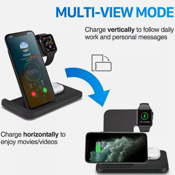 3-in-1 Mobile Phone Charging Station: The Ultimate Ninja Dragon: black, white wireless charging dock/stand, minimal modern te