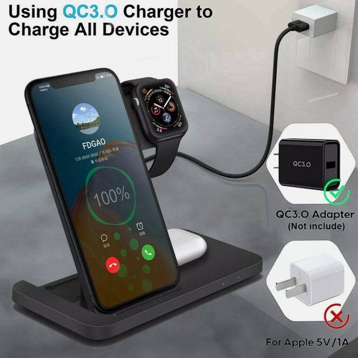 3-in-1 Mobile Phone Charging Station: The Ultimate Ninja Dragon: black, white wireless charging dock/stand, minimal modern te