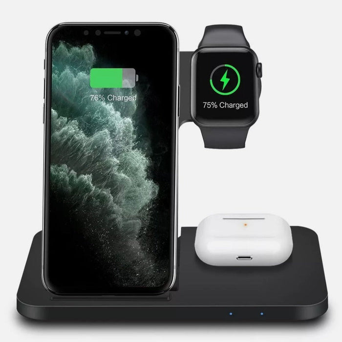 3-in-1 Mobile Phone Charging Station: The Ultimate Ninja Dragon: black, white wireless charging dock/stand, minimal modern te