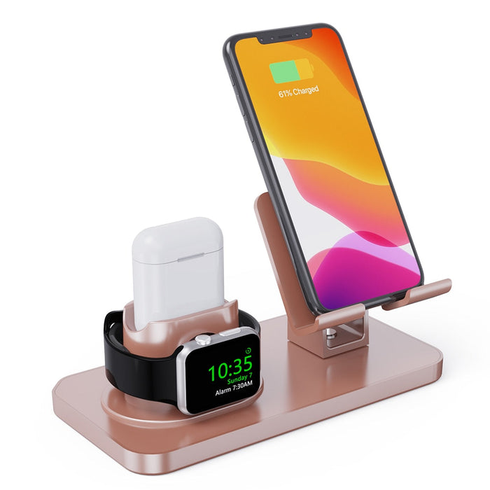 3-in-1 Portable Charging Hub with Dragon Design: black, dark gray multi-device charging dock/stand, minimal modern style