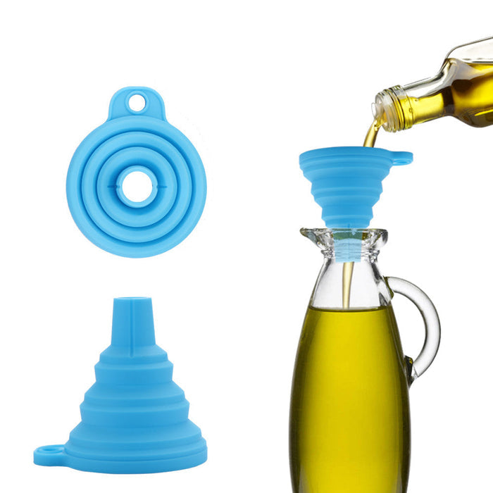 3 inch Wide Foldable Silicone Funnel Set with 9 Pieces: teal, pink collapsible silicone funnel, minimal style