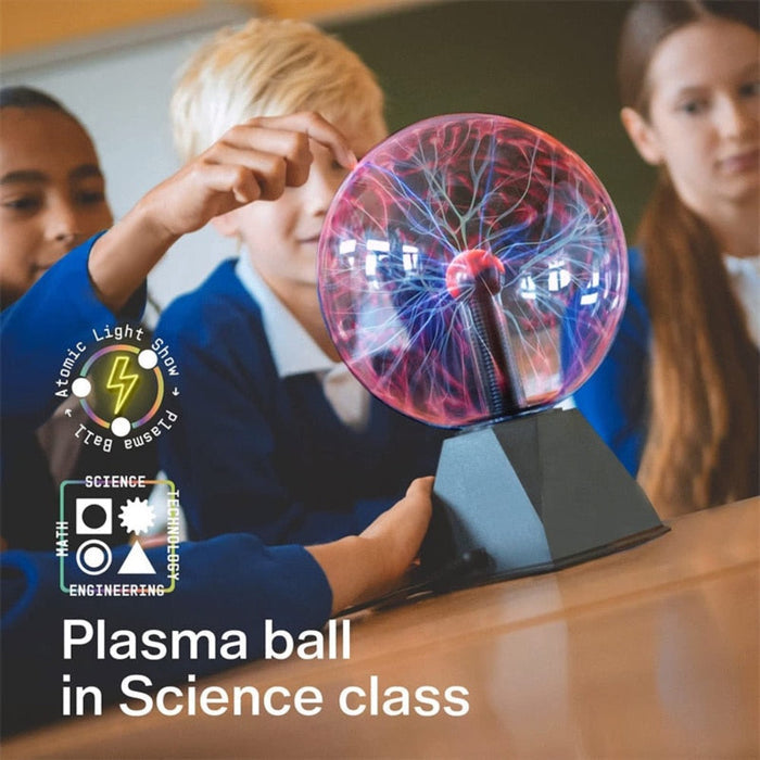 3" Plasma Ball with Glass Enclosure Creates Magical Atmosphere: black, purple plasma ball lamp, novelty science-themed style