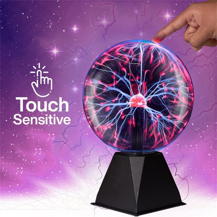 3" Plasma Ball with Glass Enclosure Creates Magical Atmosphere: black, purple plasma ball lamp, novelty science-themed style