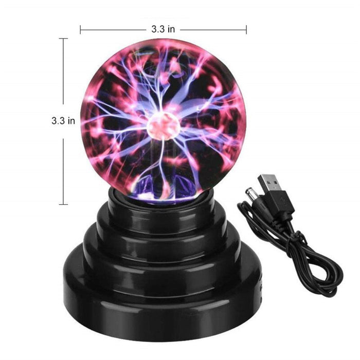 3" Plasma Ball with Glass Enclosure Creates Magical Atmosphere: black, purple plasma ball lamp, novelty science-themed style