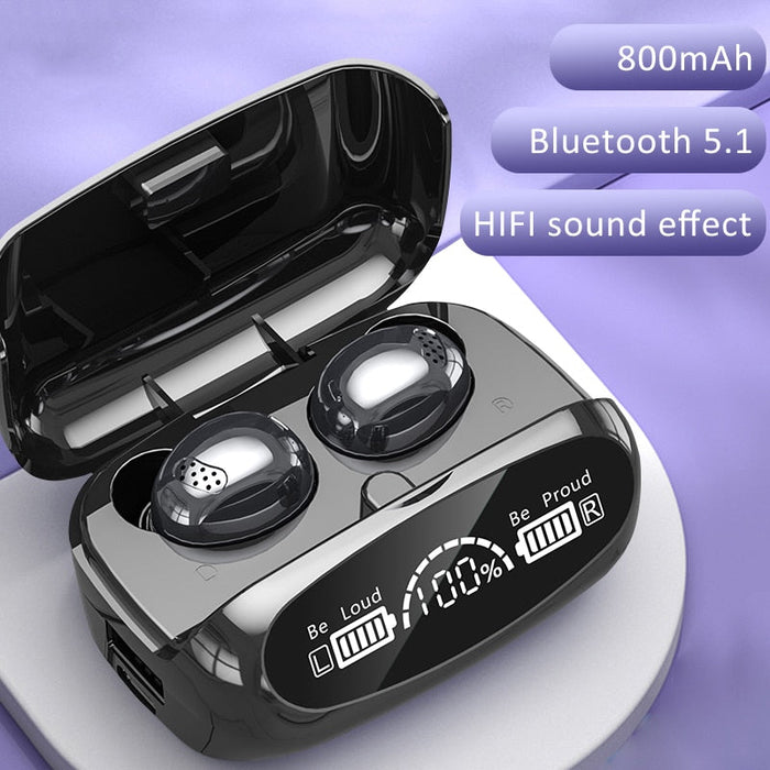 32MAX Dragon Touch Bluetooth Earbuds: purple, white wireless earbuds with charging cases, modern futuristic style