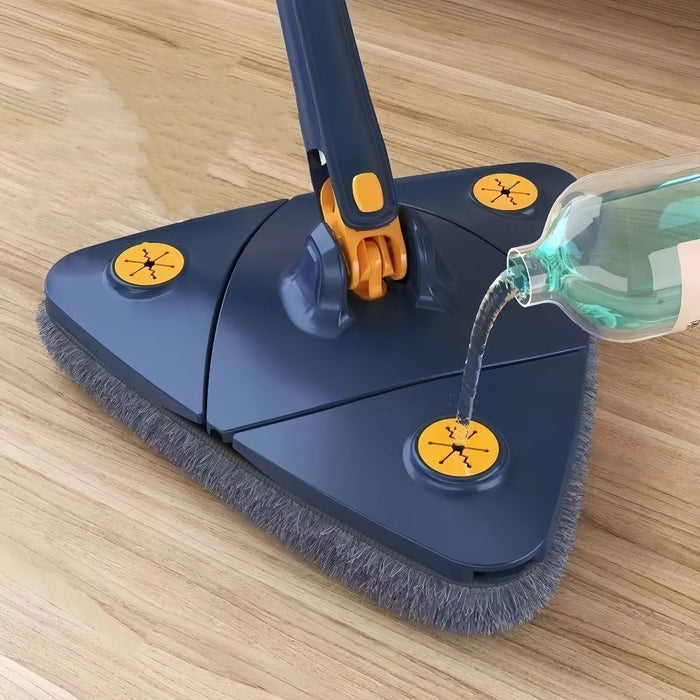 360 Self-Draining Cleaning Mop (3-pack): dark navy blue, orange floor cleaning mop head, modern functional style