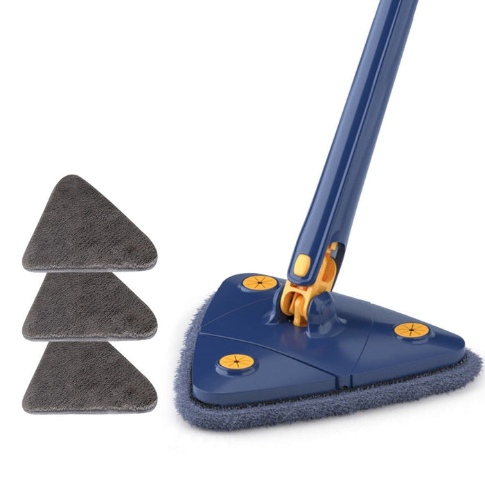 360 Self-Draining Cleaning Mop (3-pack): dark navy blue, orange floor cleaning mop head, modern functional style