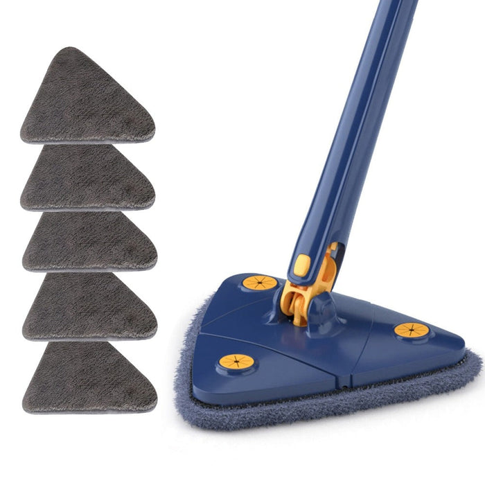 360 Self-Draining Cleaning Mop (3-pack): dark navy blue, orange floor cleaning mop head, modern functional style