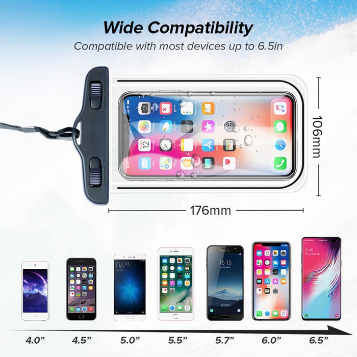 360° Water-Resistant Phone Case for iPhones and Android Devices (Pack of 3): black, clear waterproof phone pouch, minimal sty