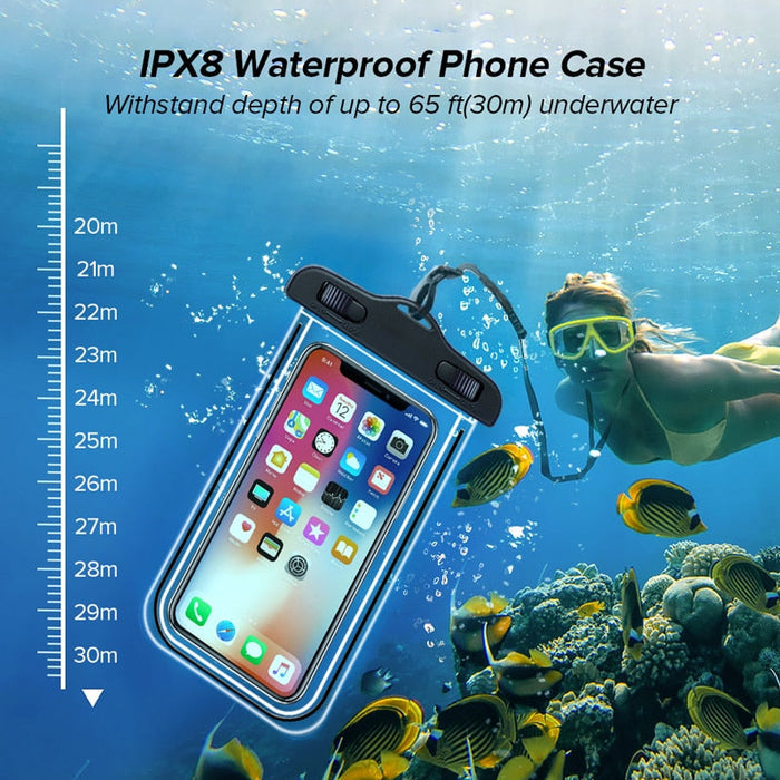 360° Water-Resistant Phone Case for iPhones and Android Devices (Pack of 3): black, clear waterproof phone pouch, minimal sty