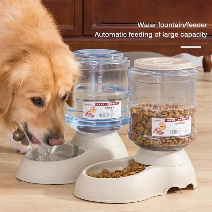 3.75L Pet Water Dispenser with Automatic Functionality: transparent clear, off-white/beige gravity pet food/water dispenser