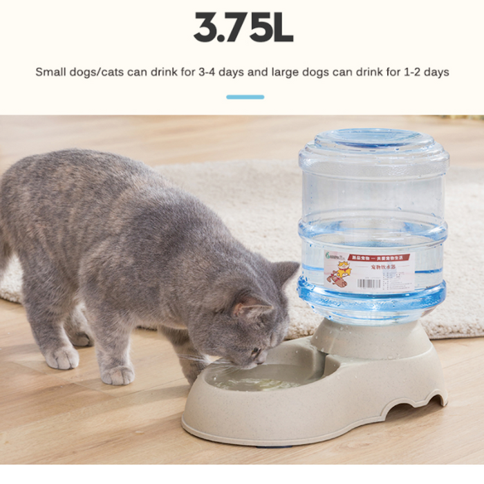 3.75L Pet Water Dispenser with Automatic Functionality: transparent clear, off-white/beige gravity pet food/water dispenser