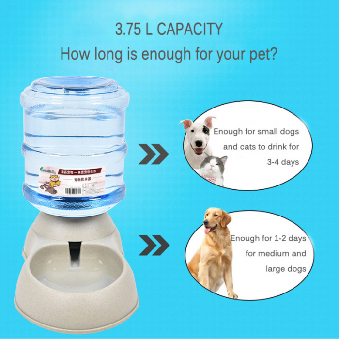 3.75L Pet Water Dispenser with Automatic Functionality: transparent clear, off-white/beige gravity pet food/water dispenser