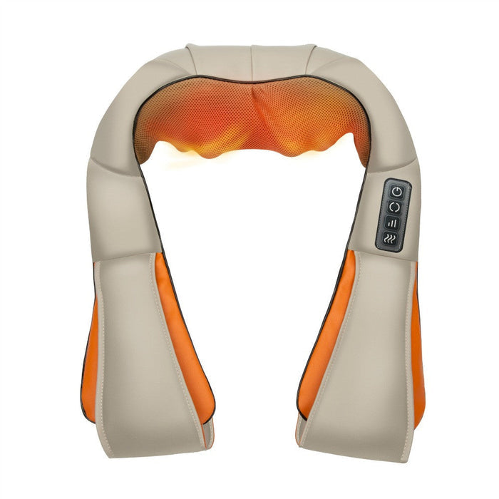 3D Infrared Massager for Back and Shoulders: beige, orange neck and shoulder massager, modern functional style