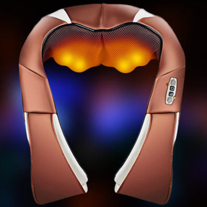 3D Infrared Massager for Back and Shoulders: beige, orange neck and shoulder massager, modern functional style
