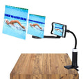 3D Mobile Phone Projection Magnifier, 12" Display with Stand: black, silver/gray flexible gooseneck phone holder stand, minim