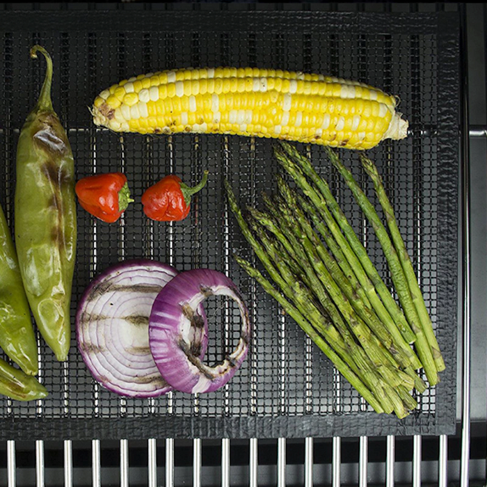 4 Pack of Durable Non-Stick BBQ Grill Mesh, Reusable: black grill mat set, minimal style