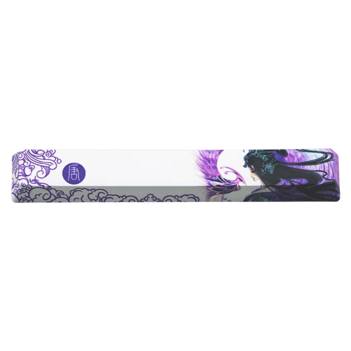 4-Piece Keycap Set with Animated Design: white, teal ocean waves, red sun, whale, surfboard, cartoon Japanese wave-art inspir