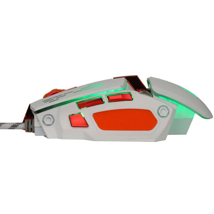 4000DPI Optical Wired Gaming Mouse with 7D Buttons: black, red wired computer gaming mouse, futuristic gaming style