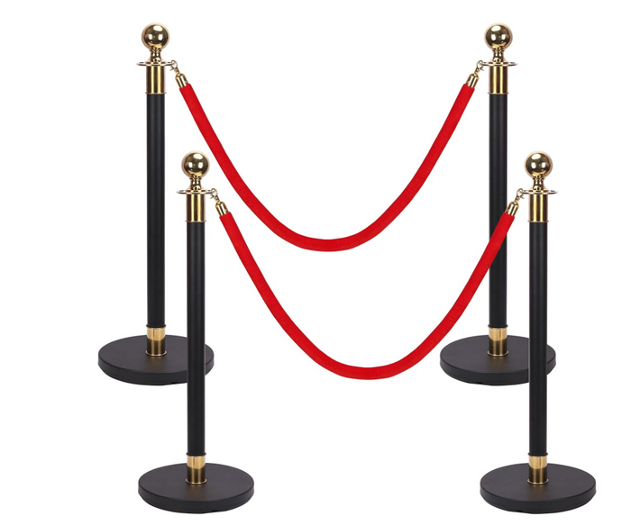 42pc Queue Barrier Set 38” Stanchion Posts Red Velvet Rope Crowd Control VIP
