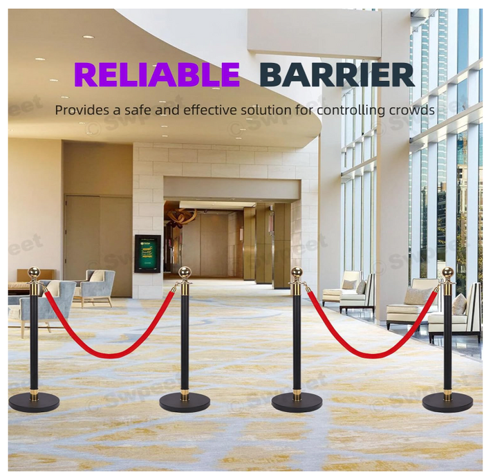 42pc Queue Barrier Set 38” Stanchion Posts Red Velvet Rope Crowd Control VIP