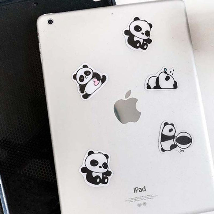 45PCS Panda Stickers for Creative Crafts: black, white panda characters, kawaii cartoon style