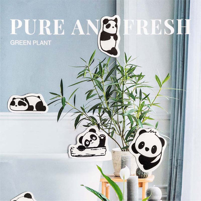 45PCS Panda Stickers for Creative Crafts: black, white panda characters, kawaii cartoon style