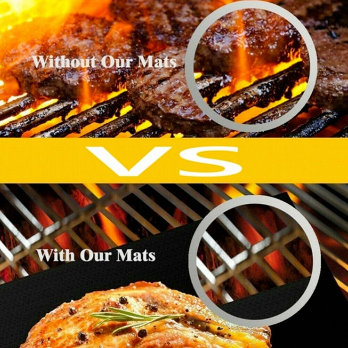 5-Piece Set of Nonstick Reusable Grill Mats for BBQ Meat: black black grill cooking mat, minimal style