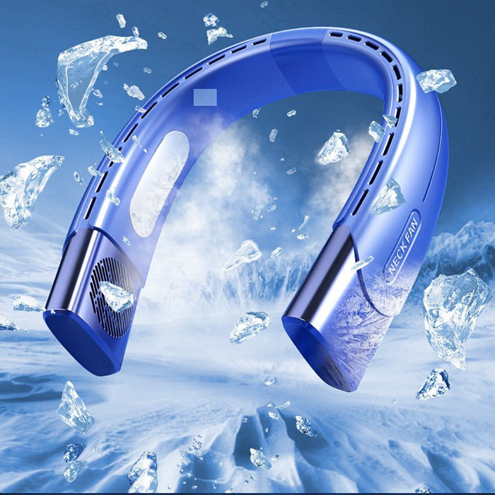 5-Speed Portable Neck Fan for Cooling On-the-Go: blue, mint green wearable neck fan, modern minimalist style