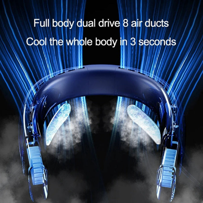 5-Speed Portable Neck Fan for Cooling On-the-Go: blue, mint green wearable neck fan, modern minimalist style
